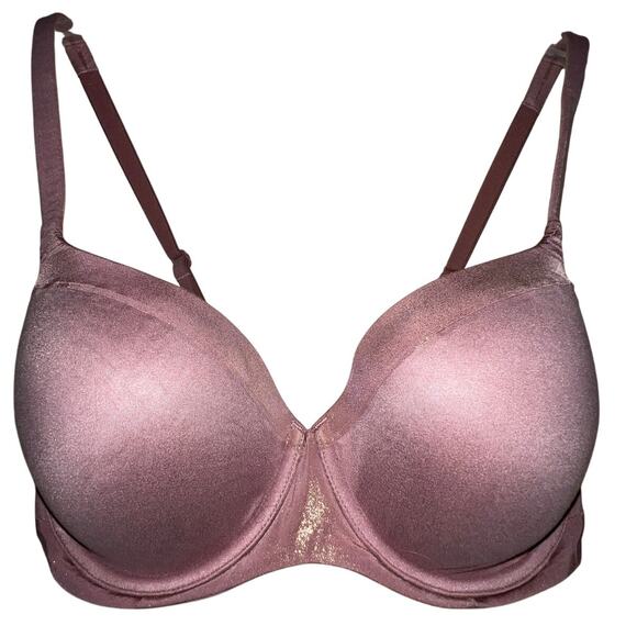 34DD Victoria's Secret Bra Lined Demi T-Shirt Smooth Microfiber Underwire Wine - Picture 1 of 4